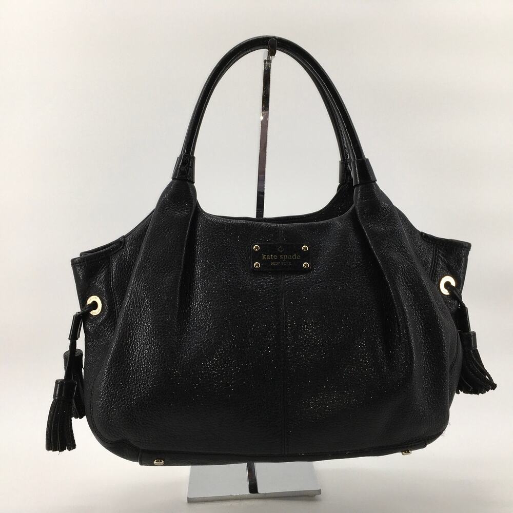 Kate Spade New York Berkshire Road Stevie Black Leather Hobo Satchel Purse Bag